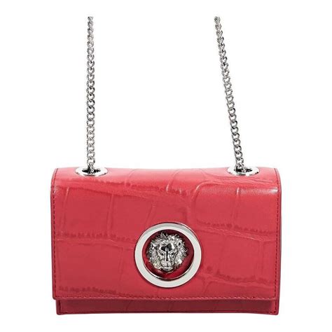 Versus Versace Red Leather Lion Head Crossbody Bag 